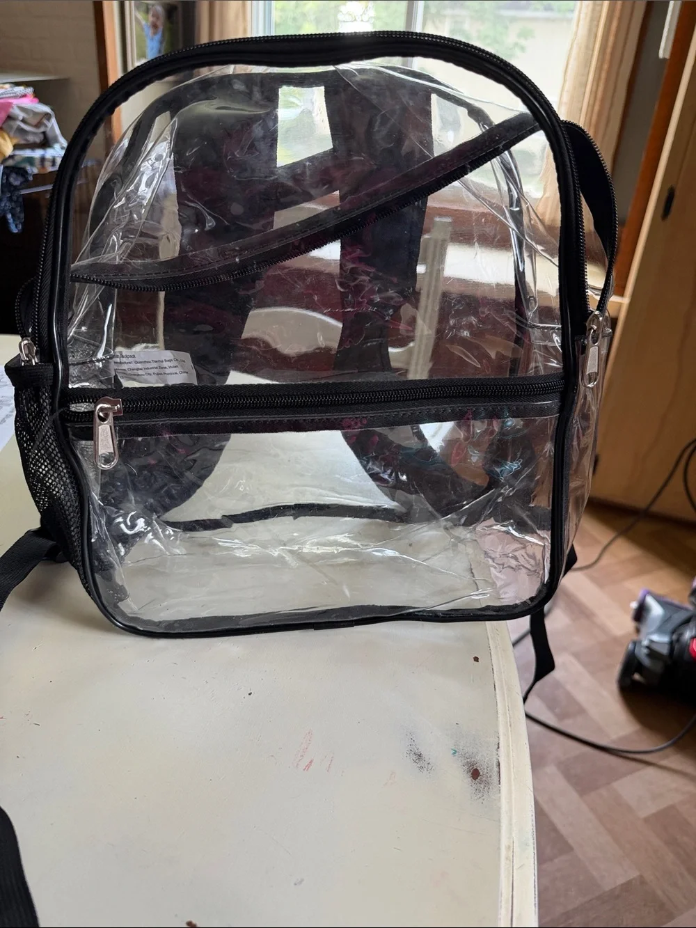 Clear Black-Trim Women’s Backpack